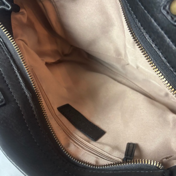 American Leather Co Black Crossbody Top Handle Satchel Black Clean Classic - Picture 6 of 10